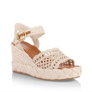 Tory Birch Raffia Wedge Ankle Sandals